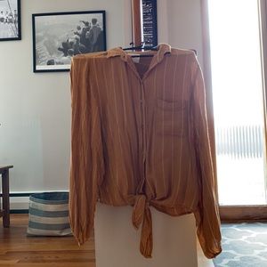 Yellow Striped Tie Button Up